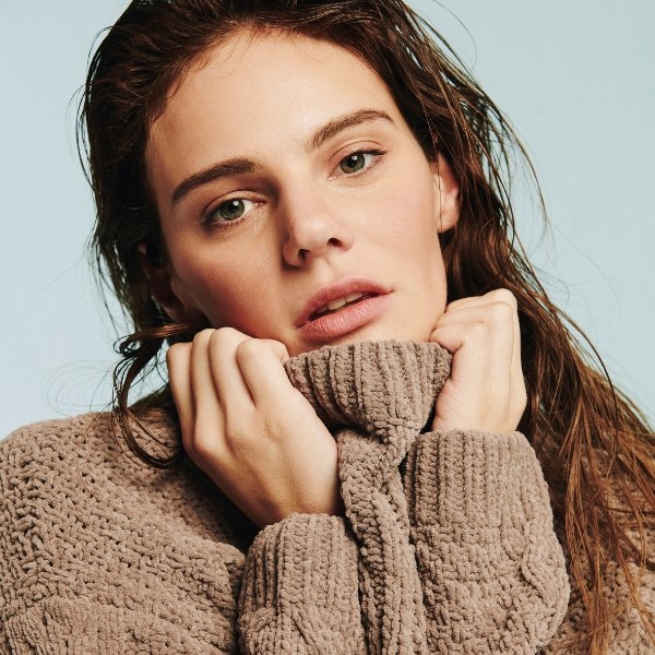 Lady in textured knit